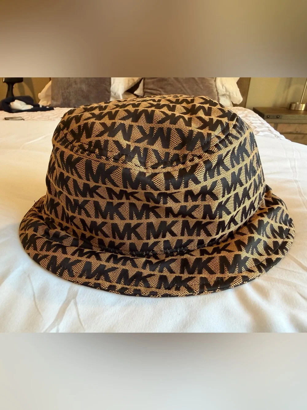 Michael Kors Tan & Black MK Logo Bucket Hat